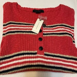 Anthro Sanctuary Striped Henley Sweater NWT Size Extra Small